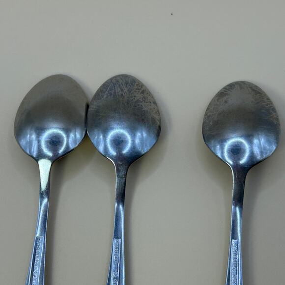 3 Tea Spoon Teaspoons Malibu Satin Cambridge Silver 6 1/4"  Round  Tip - Picture 3 of 5